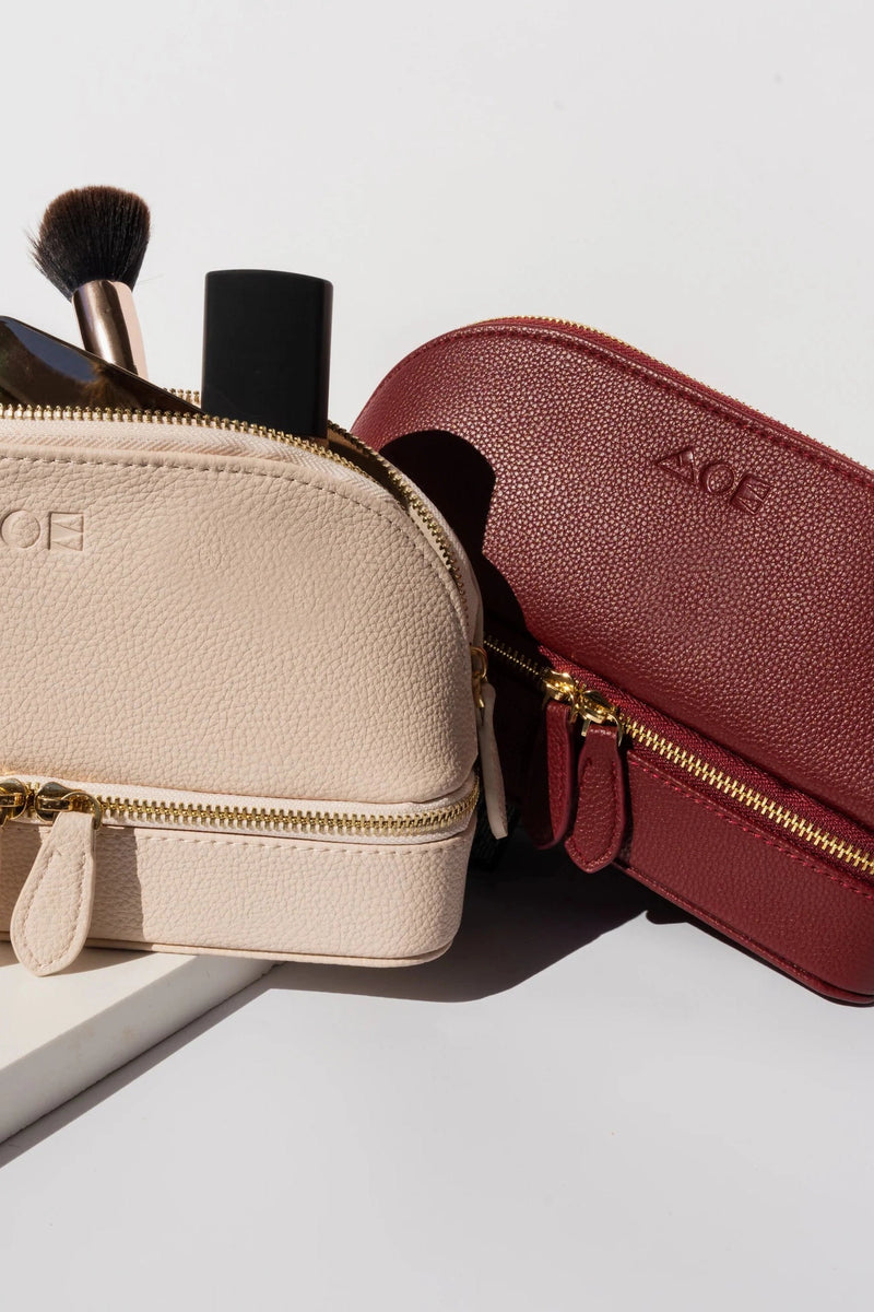 Monroe Jewellery and Cosmetic Travel Bag Burgundy
