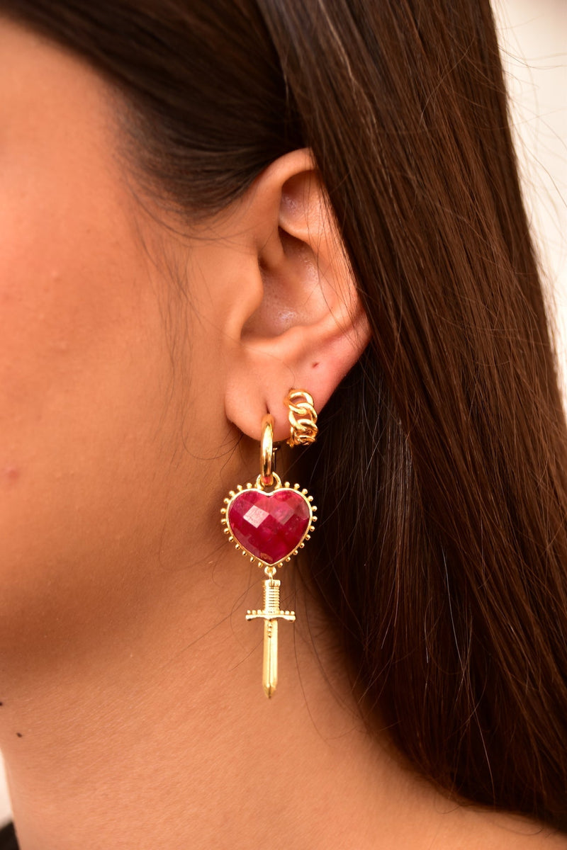 Juliet Earrings Ruby Gold