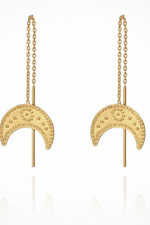 Hanging Moon Earrings Gold