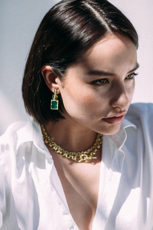 Alexandra Earrings Green Onyx