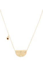 Gold Lotus Birthstone Necklace January Garnet